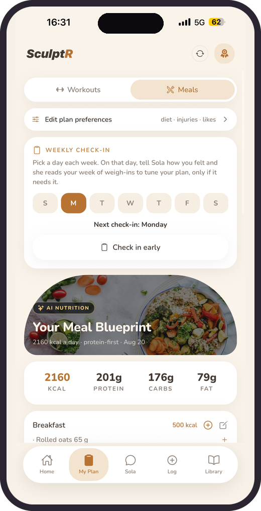 The meal blueprint and weekly check in